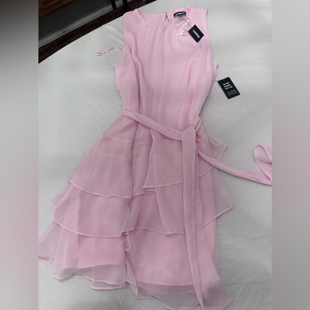 Express Light Pink Ruffled Mini Dress